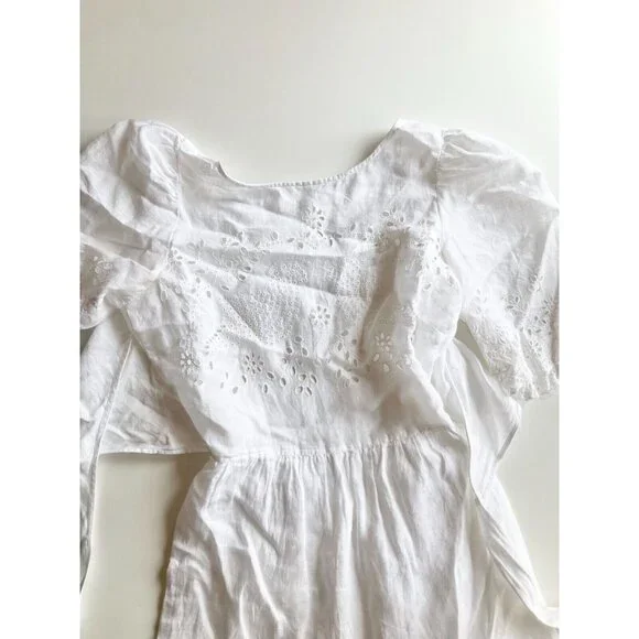 LA VIE By REBECCA TAYLOR Sarcelle White Linen Eyelet Embroidered Dress, Size S - Picture 9 of 16
